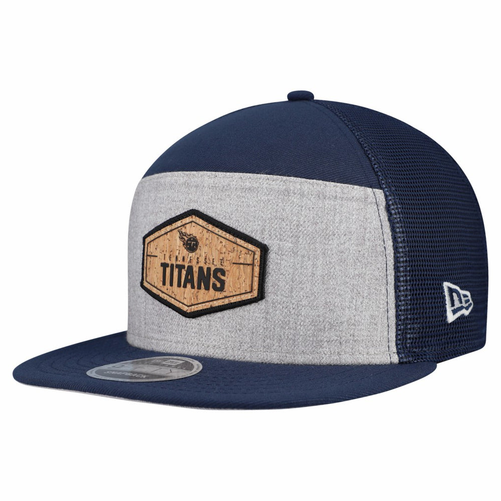 Tennessee Titans New Era Cork Split Panel 9FIFTY Trucker Snapback Hat Gray/Navy