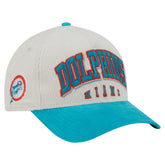 Miami Dolphins New Era Throwback Two-Tone Sided Corduroy 9FORTY A-Frame Adjustable Hat Cream/Aqua