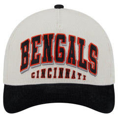 Cincinnati Bengals New Era Head Two-Tone Sided Corduroy 9FORTY A-Frame Adjustable Hat Cream/Black