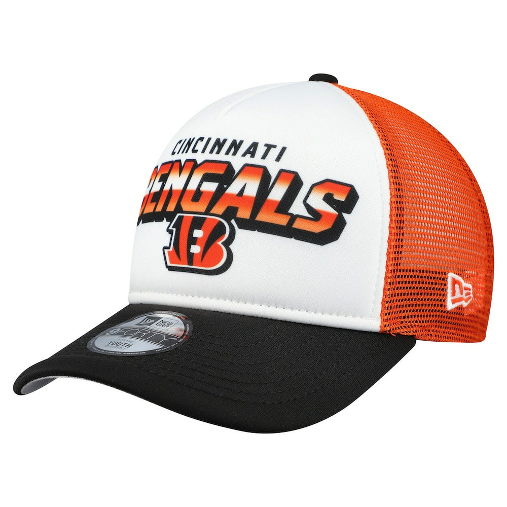 Cincinnati Bengals New Era Youth Streak 9FORTY A-Frame Adjustable Hat White/Black