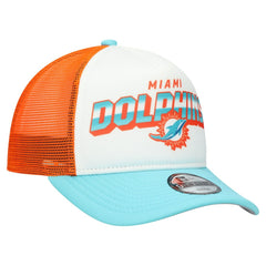 Miami Dolphins New Era Youth Streak 9FORTY A-Frame Adjustable Hat White/Aqua