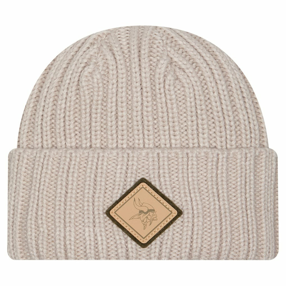 Minnesota Vikings New Era Logo Applique Cuffed Knit Hat Light Beige