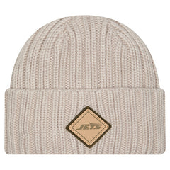 New York Jets New Era Logo Applique Cuffed Knit Hat Light Beige