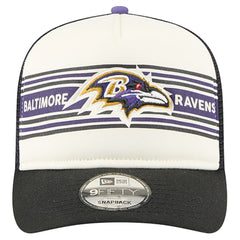 Baltimore Ravens New Era Banner A-Frame 9FIFTY Trucker Snapback Hat Cream/Black