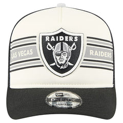 Las Vegas Raiders New Era Youth Banner 9FIFTY A-Frame Adjustable Trucker Hat Cream/Black