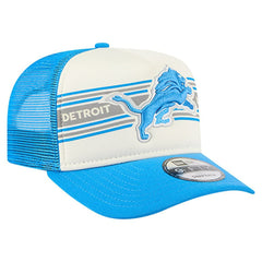 Detroit Lions New Era Youth Banner 9FIFTY A-Frame Adjustable Trucker Hat Cream/Blue