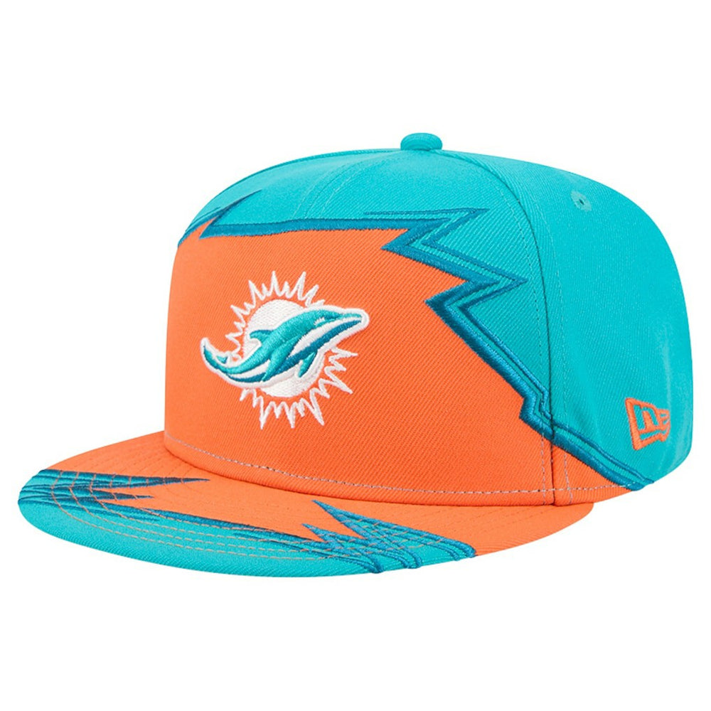 Miami Dolphins New Era Break 59FIFTY Fitted Hat Aqua/Orange
