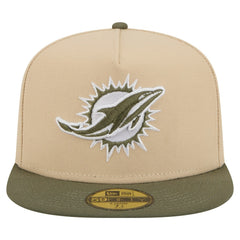 Miami Dolphins New Era Color Pack A-Frame 59FIFTY Fitted Hat Beige/Olive