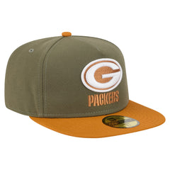 Green Bay Packers New Era Color Pack A-Frame 59FIFTY Fitted Hat Olive/Brown