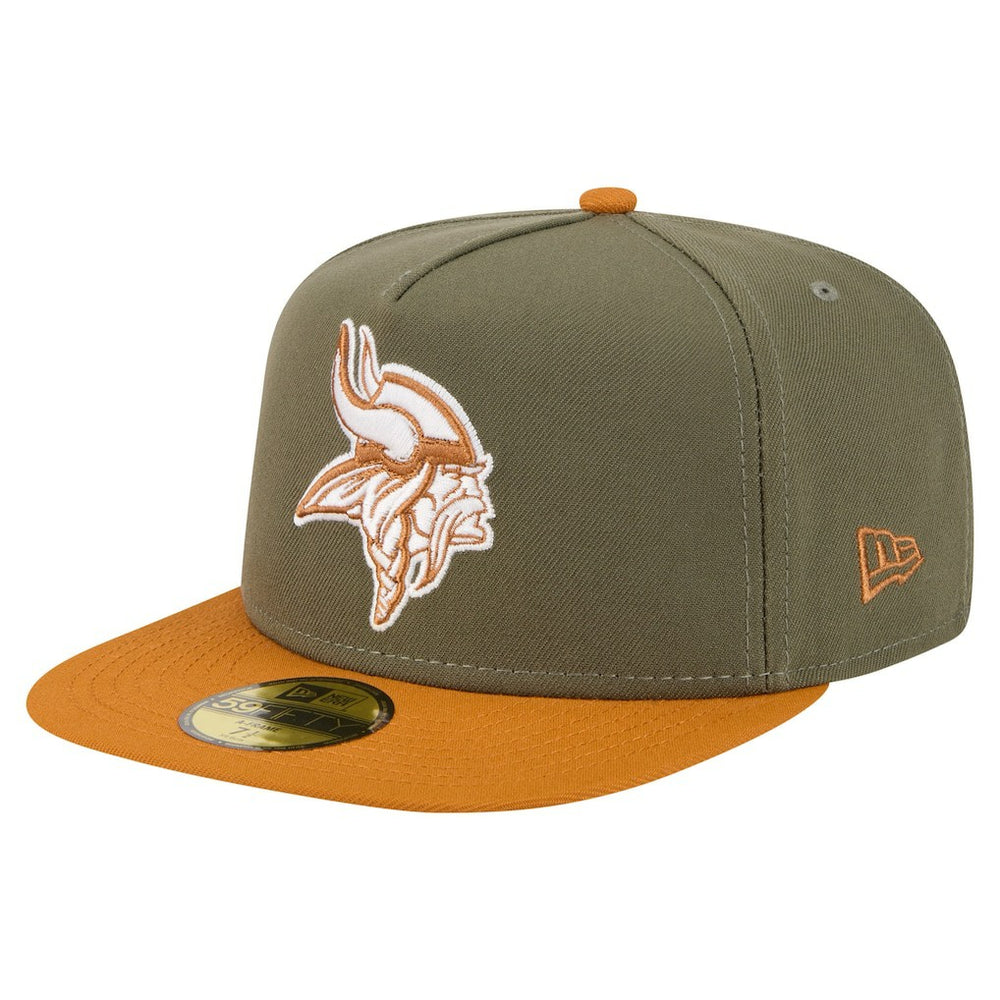 Minnesota Vikings New Era Color Pack A-Frame 59FIFTY Fitted Hat Olive/Brown