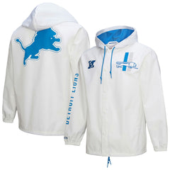 Detroit Lions Vintage Logo Coaches Full-Snap Hoodie Jacket White