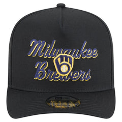 Milwaukee Brewers New Era Chainstitch 9FIFTY A-Frame Snapback Hat - Black Hats