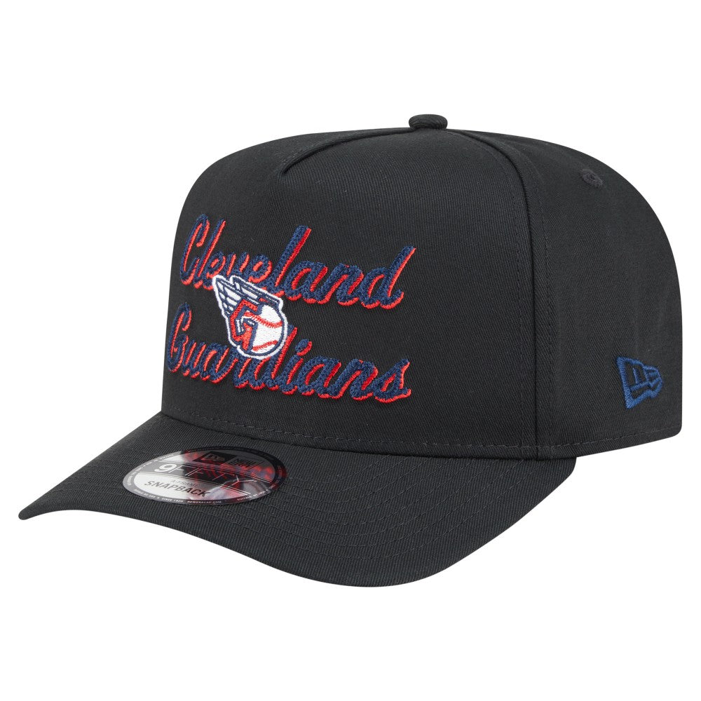 Cleveland Guardians New Era Chainstitch 9FIFTY A-Frame Snapback Hat - Black Hats