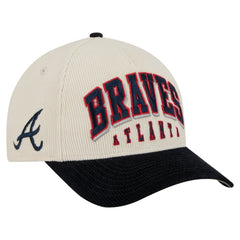 Atlanta Braves New Era Sided Corduroy 9FORTY A-Frame Adjustable Hat - Cream/Navy Hats