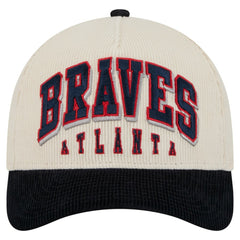 Atlanta Braves New Era Sided Corduroy 9FORTY A-Frame Adjustable Hat - Cream/Navy Hats
