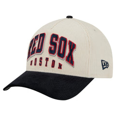 Boston Red Sox New Era Sided Corduroy 9FORTY A-Frame Adjustable Hat - Cream/Navy Hats