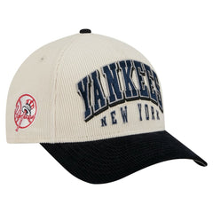 New York Yankees New Era Sided Corduroy 9FORTY A-Frame Adjustable Hat - Cream/Navy Hats