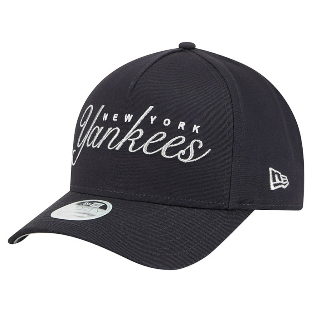 New York Yankees New Era Women's Metallic A-Frame 9FORTY Adjustable Hat - Navy Hats