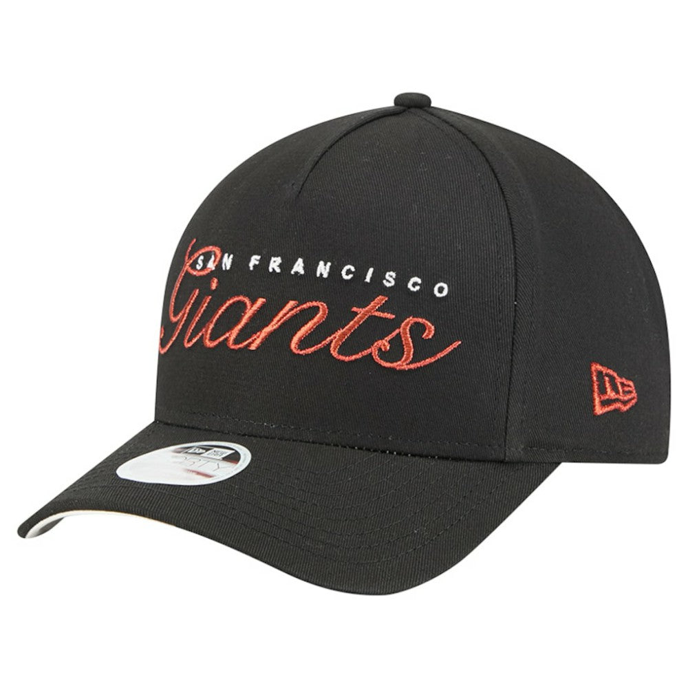 San Francisco Giants New Era Women's Metallic A-Frame 9FORTY Adjustable Hat - Black Hats