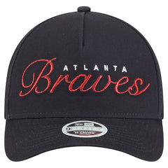 Atlanta Braves New Era Women's Metallic A-Frame 9FORTY Adjustable Hat - Navy Hats