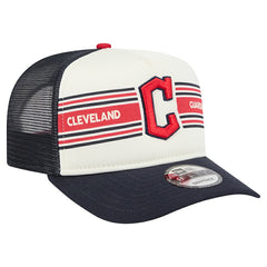 Cleveland Guardians New Era Banner A-Frame 9FIFTY Trucker Snapback Hat - Cream/Navy Hats