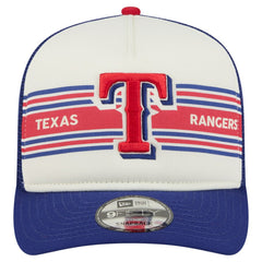 Texas Rangers New Era Banner A-Frame 9FIFTY Trucker Snapback Hat - Cream/Royal Hats
