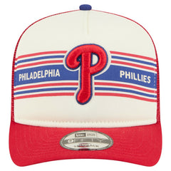 Philadelphia Phillies New Era Banner A-Frame 9FIFTY Trucker Snapback Hat - Cream/Red Hats