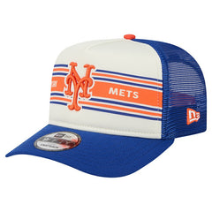 New York Mets New Era Banner A-Frame 9FIFTY Trucker Snapback Hat - Cream/Royal Hats