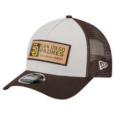 San Diego Padres New Era Text A-Frame Trucker 9FORTY Hat - Stone/Brown Hats