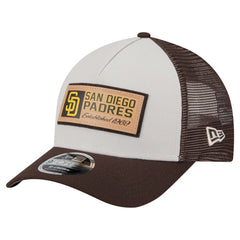 San Diego Padres New Era Text A-Frame Trucker 9FORTY Hat - Stone/Brown Hats