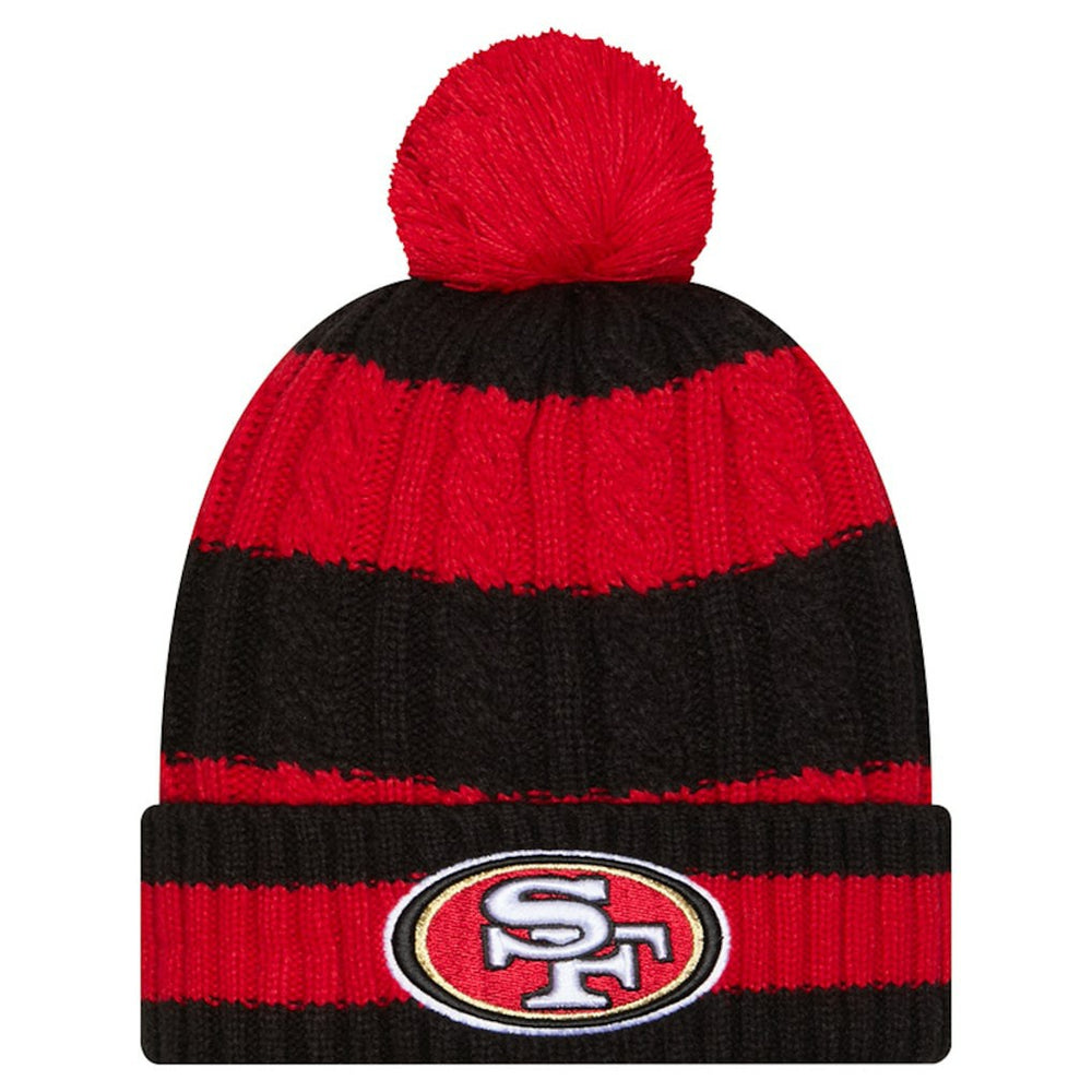 San Francisco 49ers New Era Women's Braided Cuffed Knit Hat with Pom Scarlet