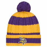 Minnesota Vikings New Era Women's Braided Cuffed Knit Hat with Pom Purple