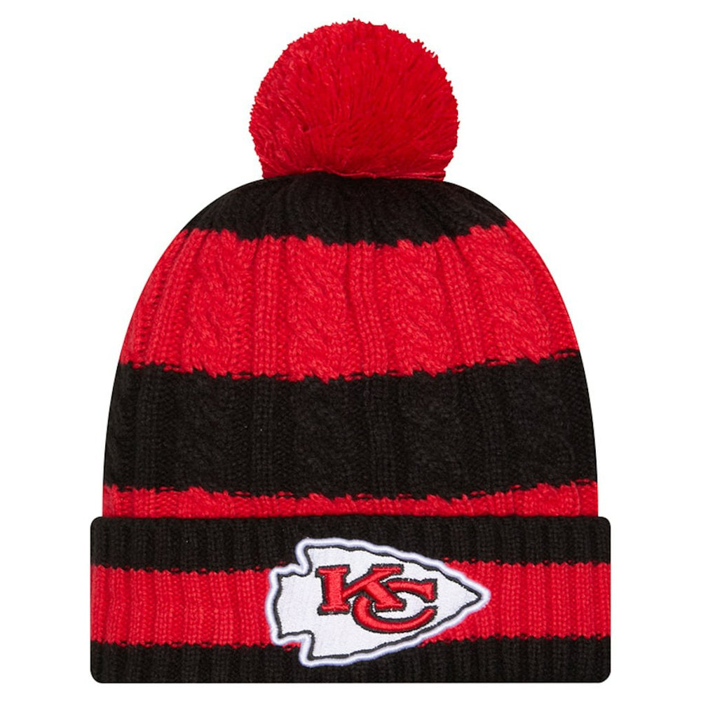 Kansas City Chiefs New Era Women's Braided Cuffed Knit Hat with Pom Red