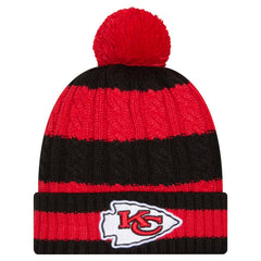 Kansas City Chiefs New Era Women's Braided Cuffed Knit Hat with Pom Red
