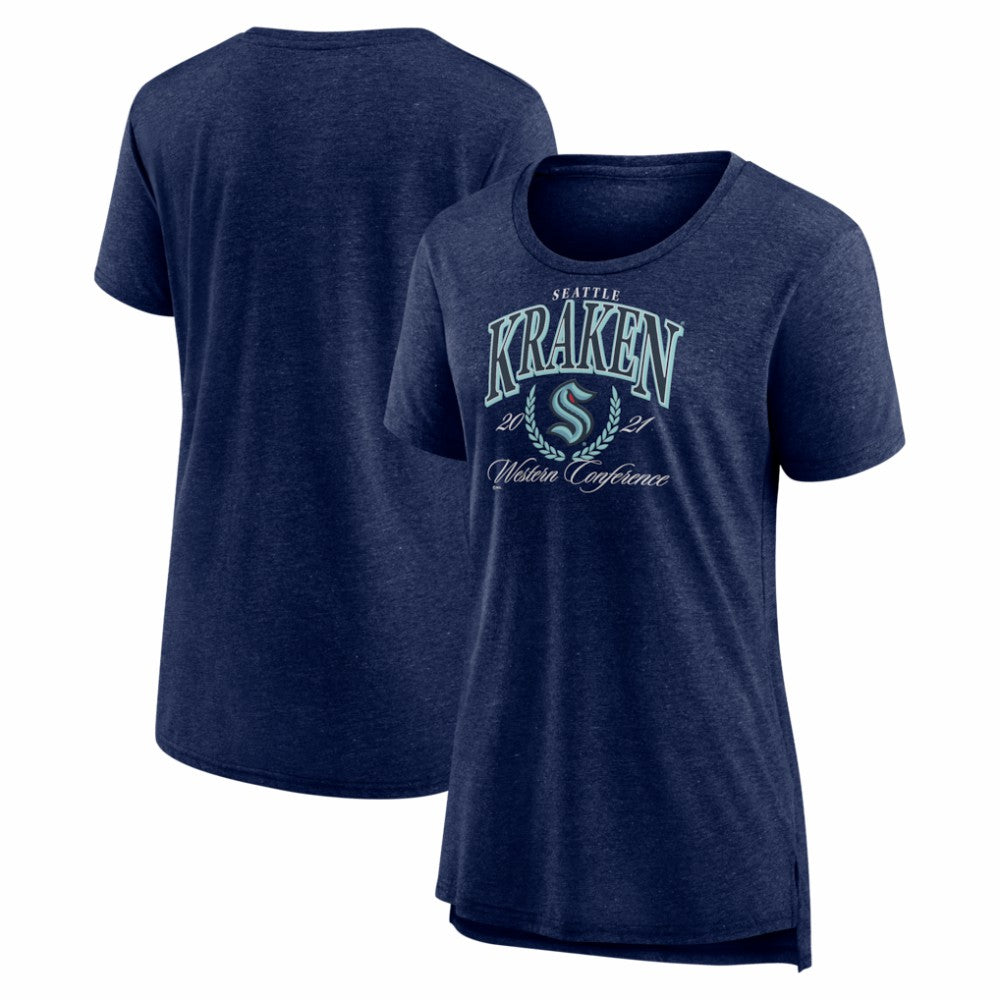 NHL Seattle Kraken Women's Reign Supreme Tri-Blend T-Shirt - Deep Sea Blue