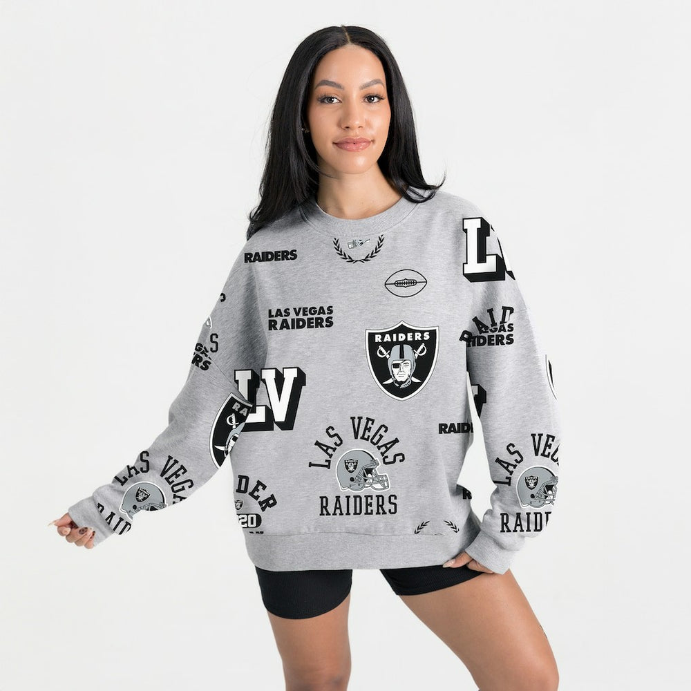 Las Vegas Raiders Gameday Couture Women's Always On Repeat Fleece Sweatshirt Heather Gray
