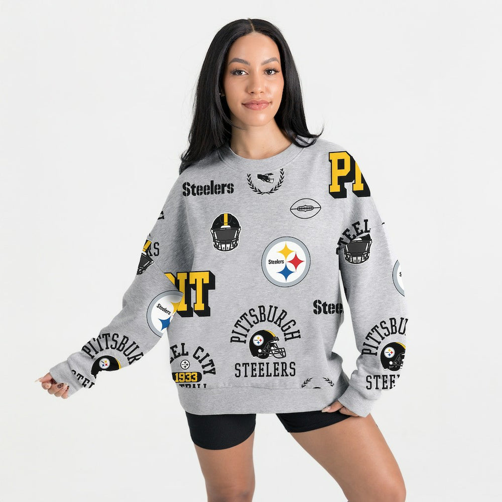 Pittsburgh Steelers Gameday Couture Women's Always On Repeat Fleece Sweatshirt Heather Gray