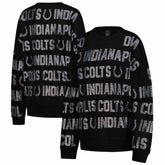 Indianapolis Colts Gameday Couture Women's Oversized Hype Era Rhinestone Text Sweatshirt Black