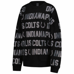 Indianapolis Colts Gameday Couture Women's Oversized Hype Era Rhinestone Text Sweatshirt Black