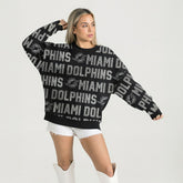 Miami Dolphins Gameday Couture Women's Oversized Hype Era Rhinestone Text Sweatshirt Black