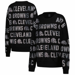Cleveland Browns Gameday Couture Women's Oversized Hype Era Rhinestone Text Sweatshirt Black