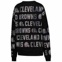 Cleveland Browns Gameday Couture Women's Oversized Hype Era Rhinestone Text Sweatshirt Black