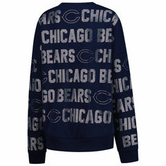 Chicago Bears Gameday Couture Women's Oversized Hype Era Rhinestone Text Sweatshirt Navy