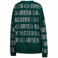 Green Bay Packers Gameday Couture Women's Oversized Hype Era Rhinestone Text Sweatshirt Green