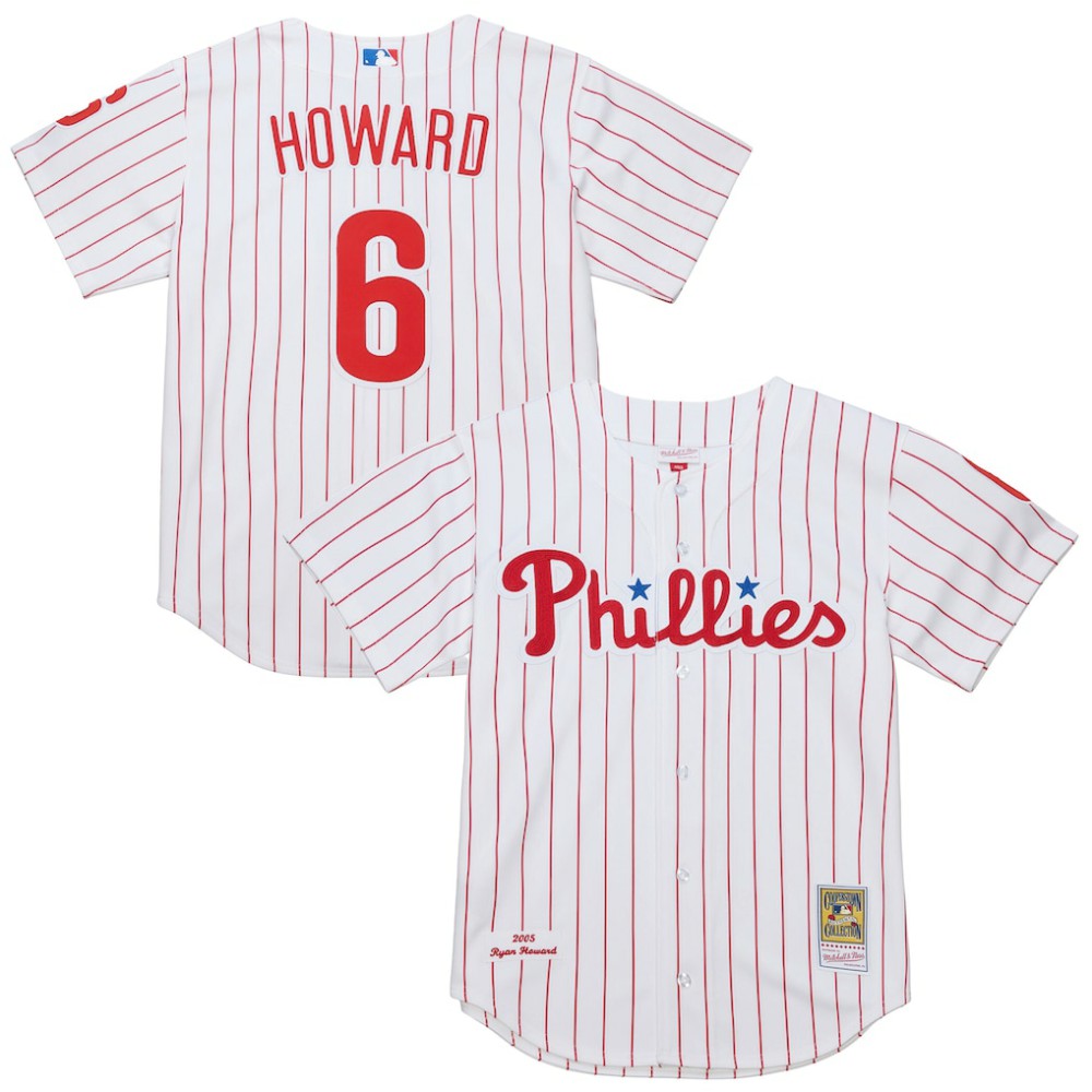 MLB Ryan Howard Philadelphia Phillies Mitchell & Ness Cooperstown Collection Authentic Jersey?¨C White