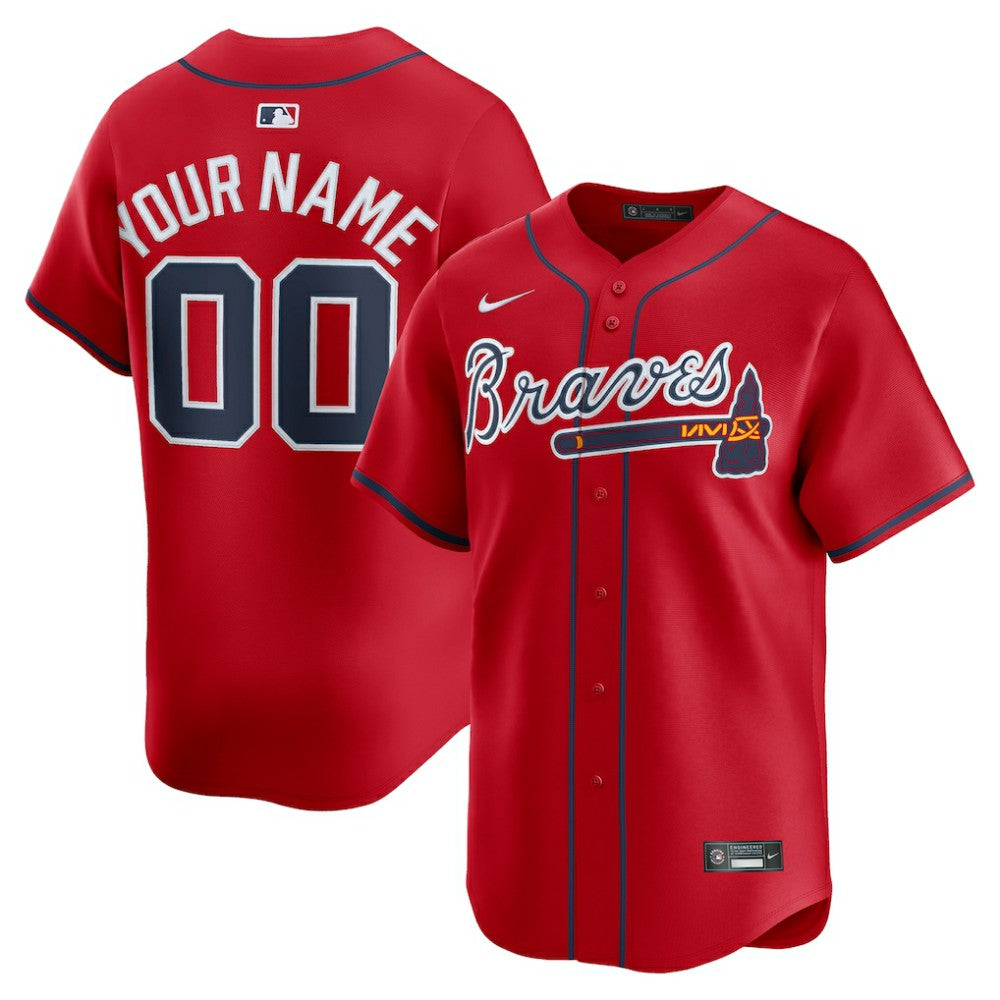 MLB Atlanta Braves Nike Alternate Limited Custom Jersey - Red