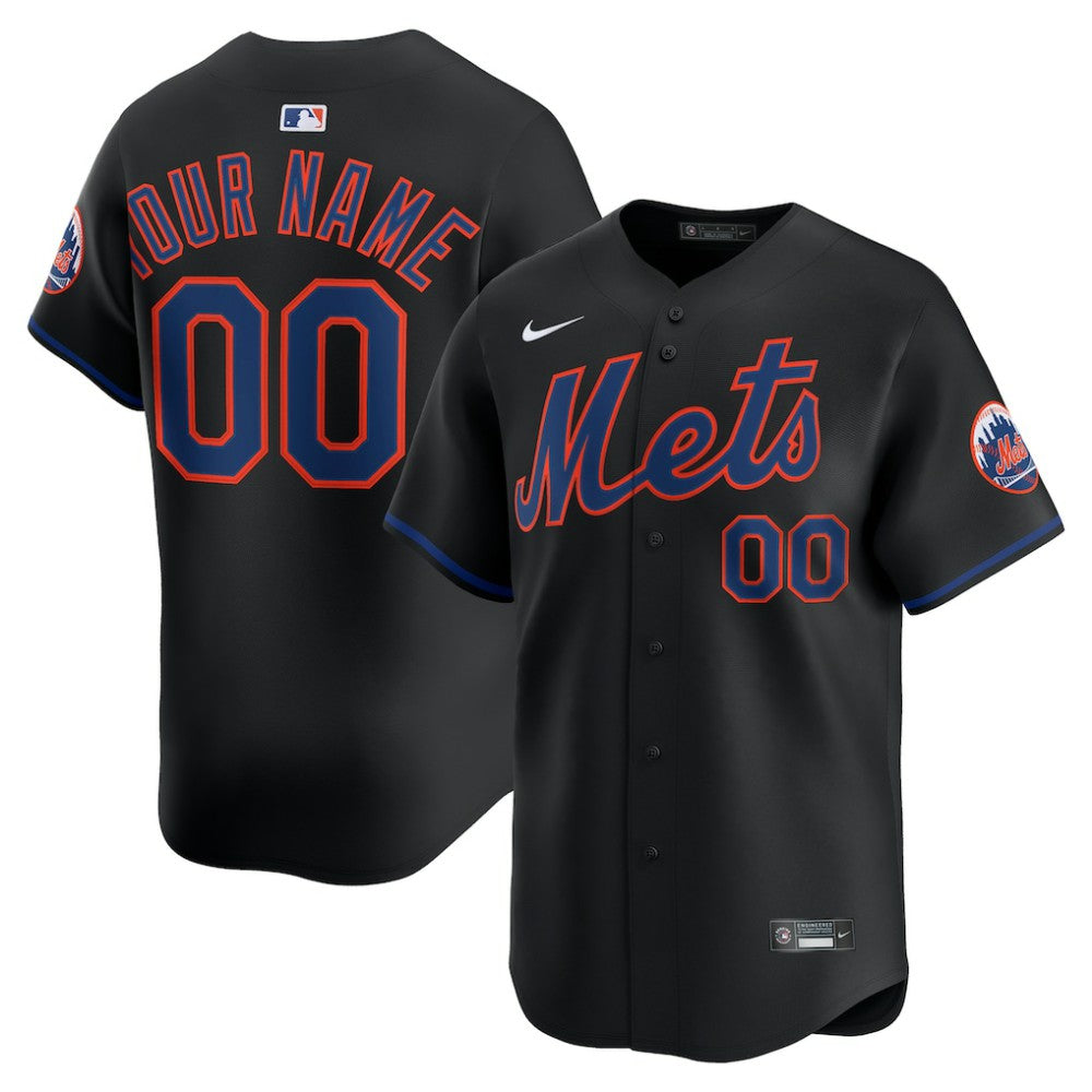 MLB New York Mets Nike Alternate Limited Custom Jersey - Black