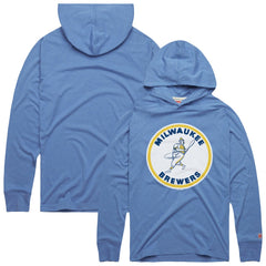 Milwaukee Brewers Homage Lightweight Raglan Tri-Blend Pullover Hoodie - Powder Blue Hoodies