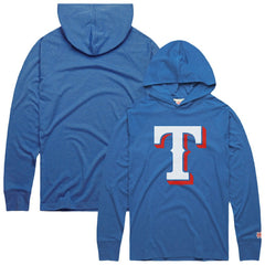 Texas Rangers Homage Lightweight Raglan Tri-Blend Pullover Hoodie - Light Blue Hoodies