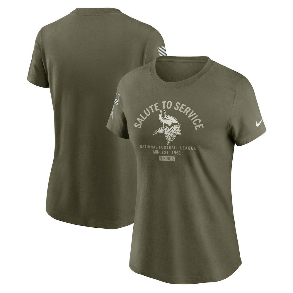 Minnesota Vikings Women's 2025 Salute to Service Sideline T-Shirt Olive